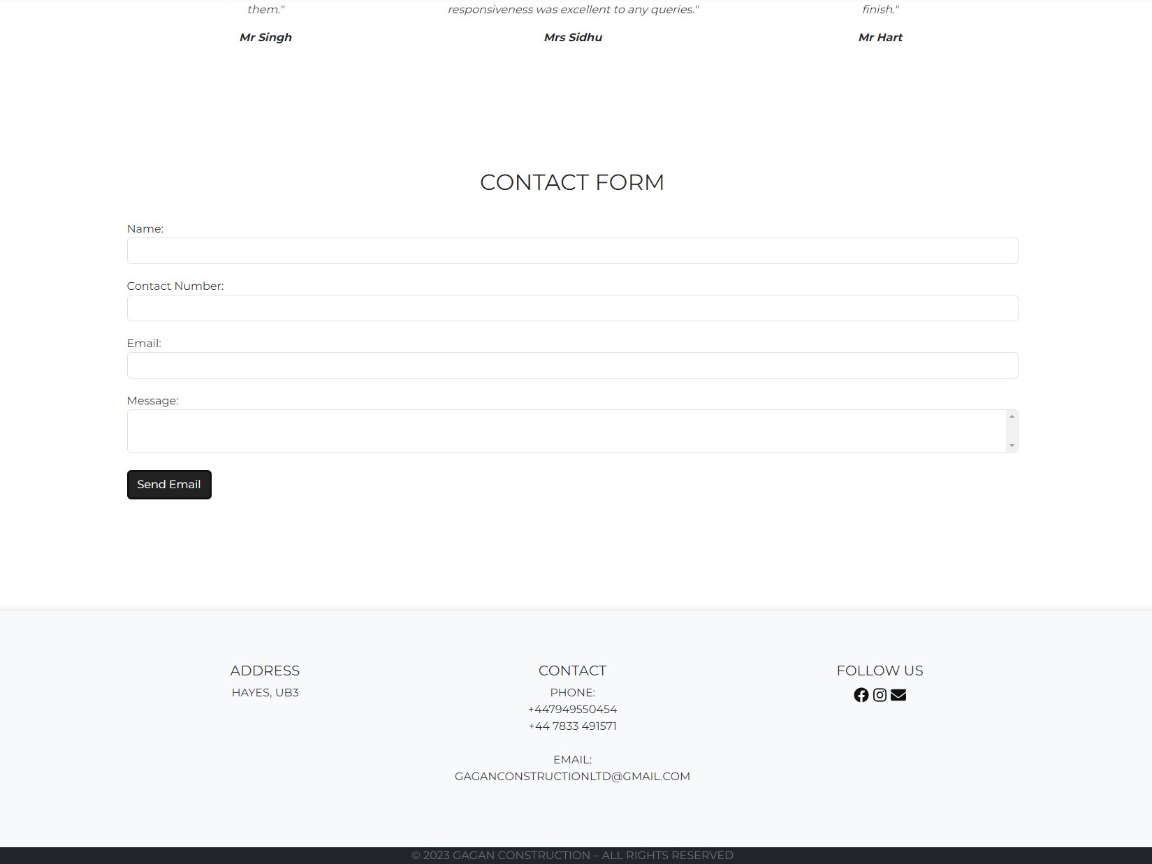 Image of Gagan Construction Website 3